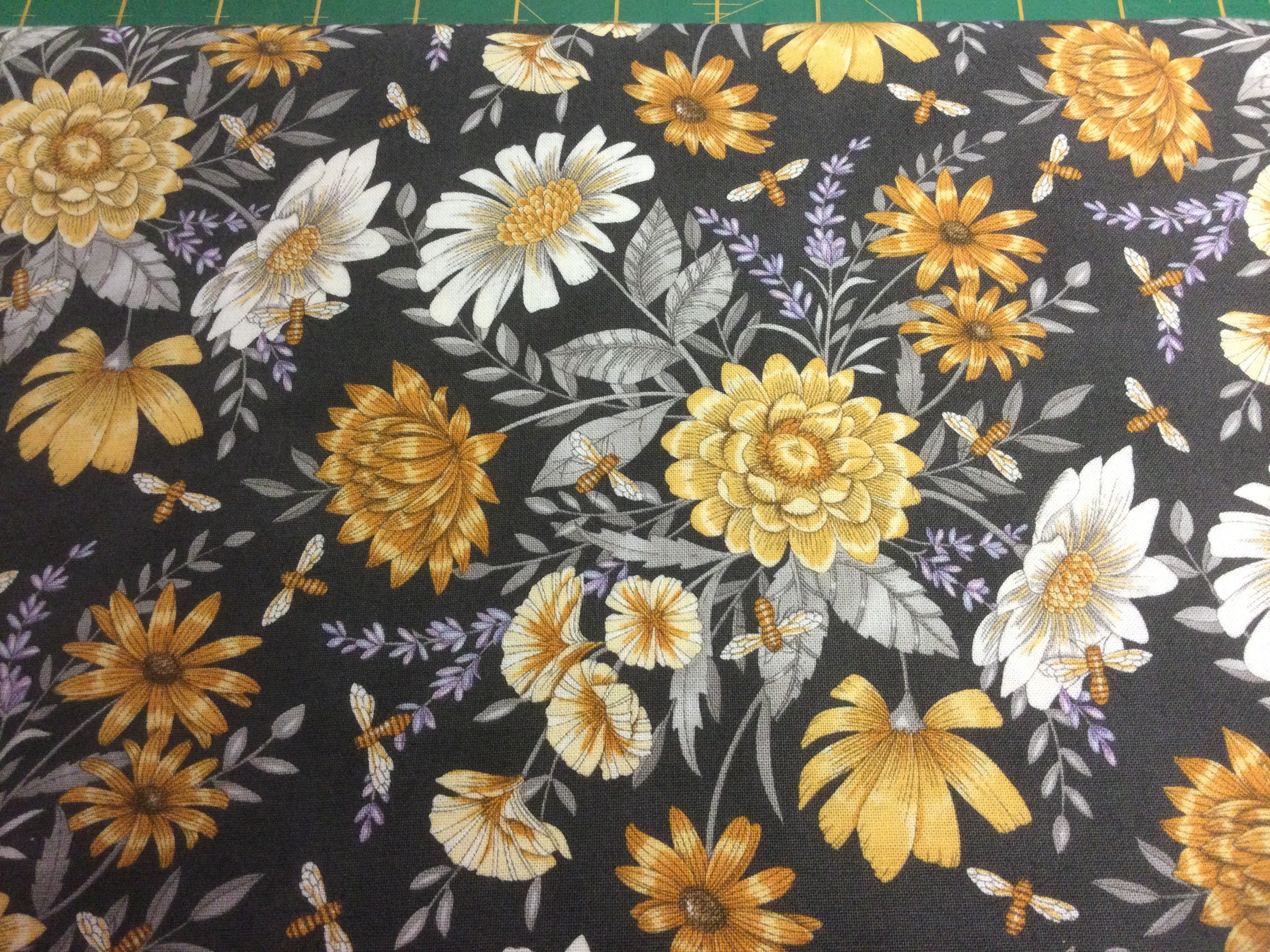 Honey and Lavender- Bees and flowers on grey