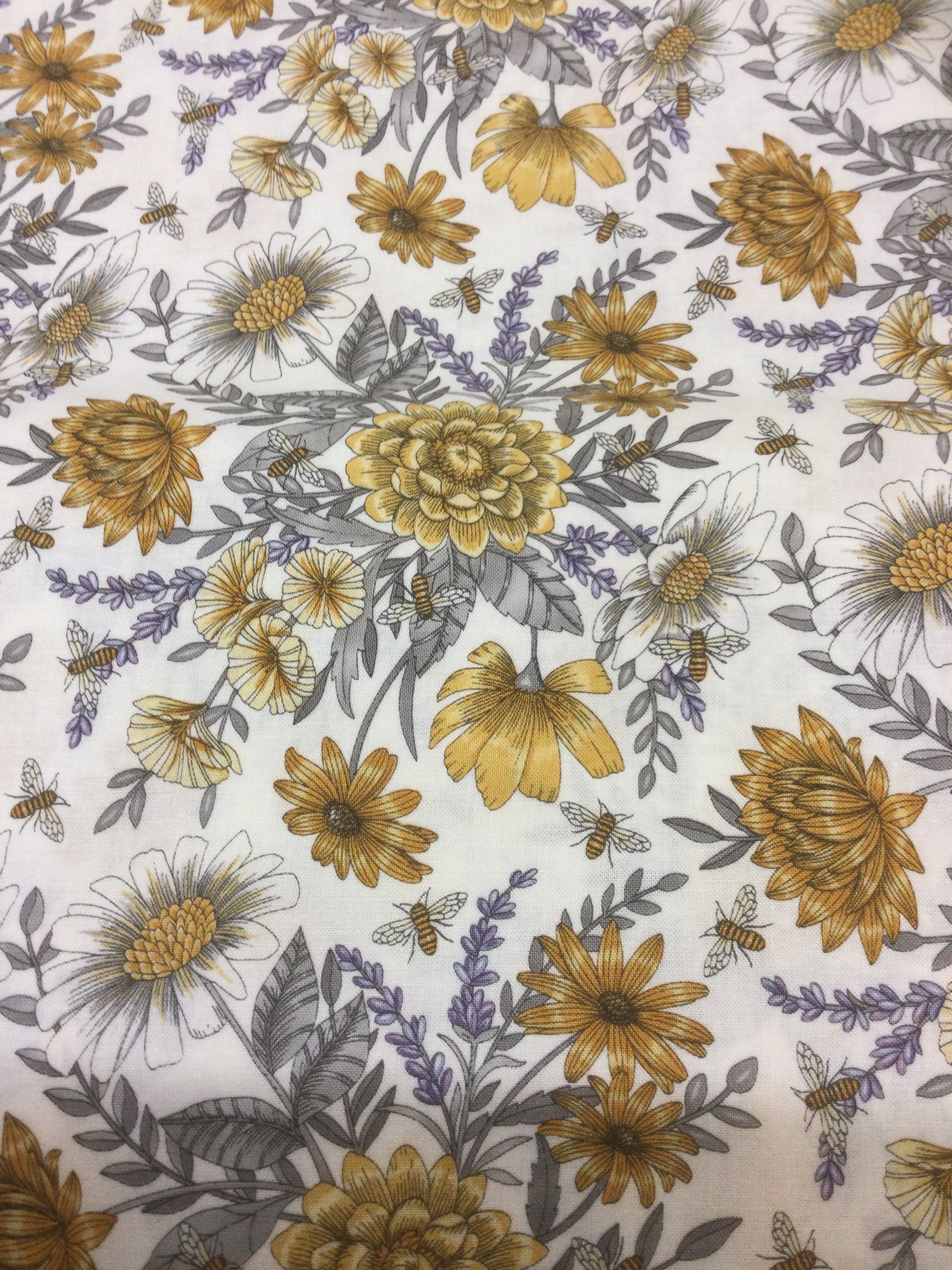 |Honey and Lavender- Bees and flowers on Ivory