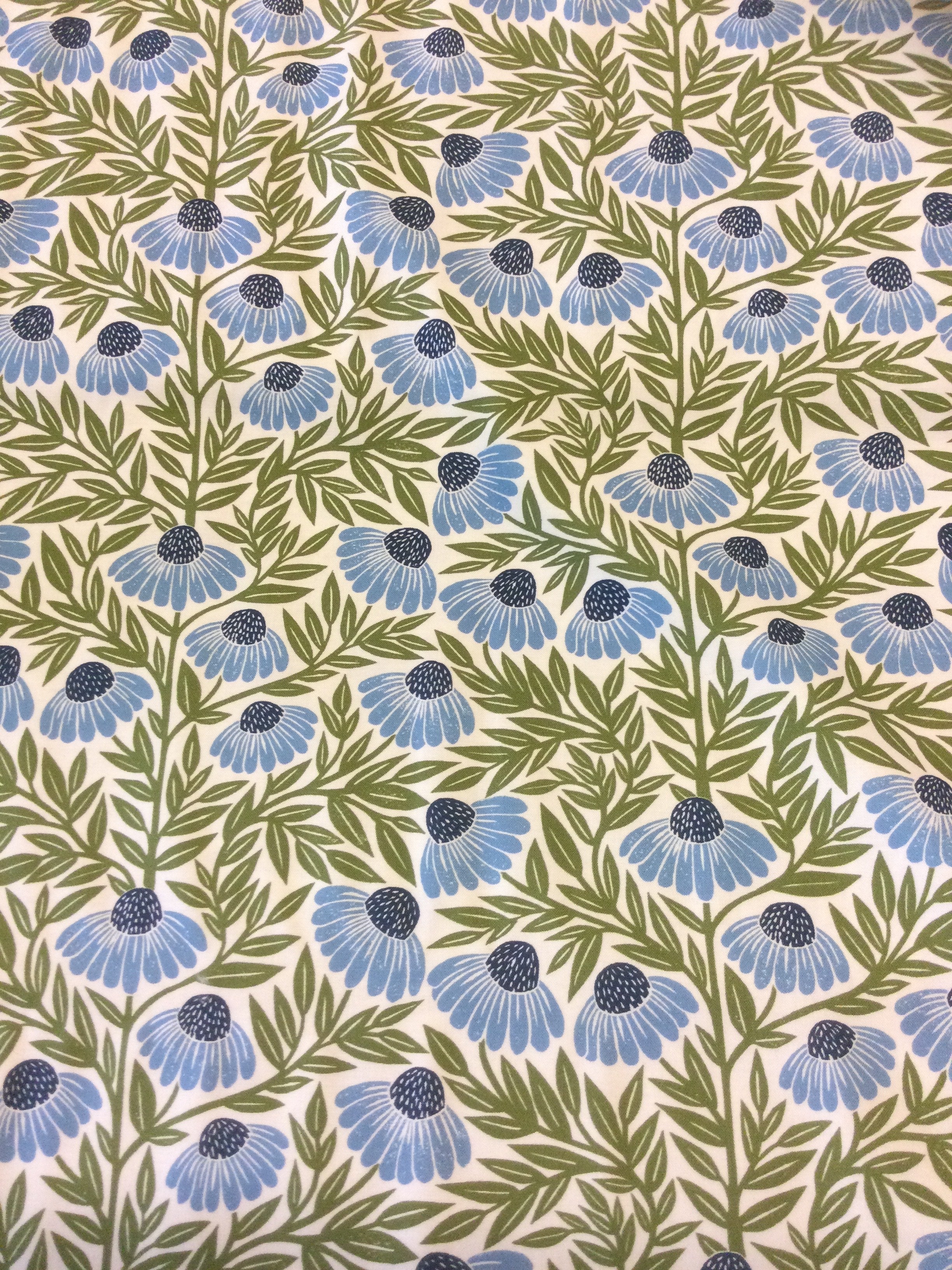 Garden Series- Blue flowers on Cream